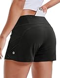 MIER Women's 2 in 1 Running Shorts Athletic High Waisted Workout Tennis Gym Shorts with Liner Zipper Pockets 3", Black M