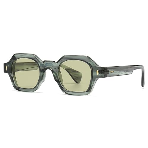 Lunettes de soleil rétro femme polygone rivet extérieur miroir C5
