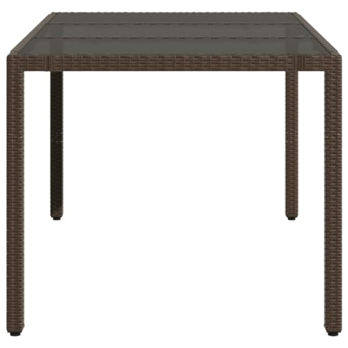 Table de jardin en verre marron et polyrotin 150x90 cm - 6