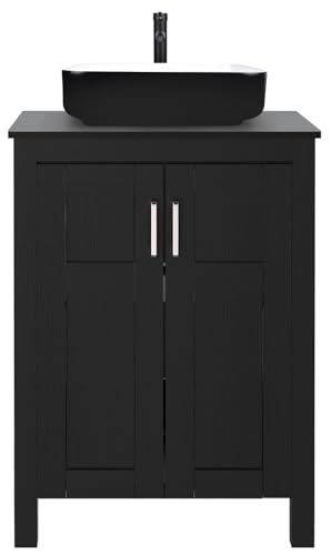 YOURLITE 24" Bathroom Vanity with Sink, Black Bathroom Vanity Cabinet,