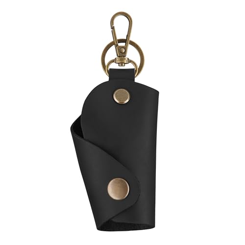 MAKYN Leather Wrap Keychain, Key Holder Pouch Keychain, Car Key Holder, Motorcycle Key Holder Organizer, Key Holder with Keyring (Black)