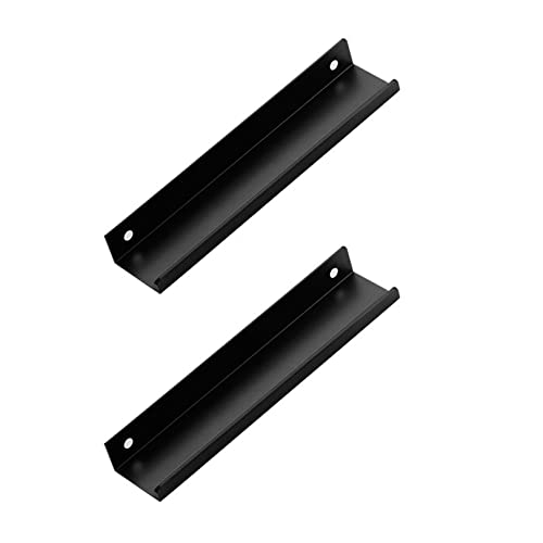 隠しドアハンドル 黒の隠しハンドル目に見えないドアノブワードローブキッチン食器棚用 2 個(Hole distance 288mm)