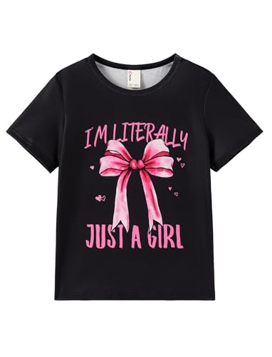 Image of PATPAT Girls Crewneck Short Sleeve Graphic Tees Animal Print Shirts Cute Summer Outfits 5-12 Years