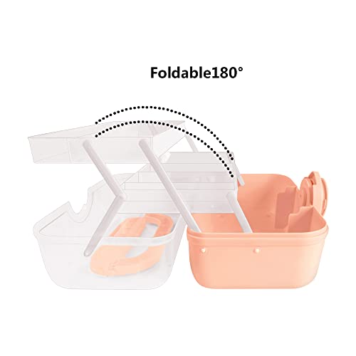 Image of First Aid Medicine Box, 3-Tier Fold Tray Medicine Storage Containers, Multipurpose Empty Portable Storage Box, Sewing Box, Tool Box for Keeping Tools, Jewelry, Arts, Sewing, First Aid Kits [Pink]