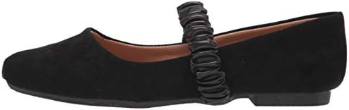 YOKI-GENEVA-60 Women's Suede Ballet Flat with Elastic Ruffle Strap On Shoe Upper, Black, 8 M US | Image 7