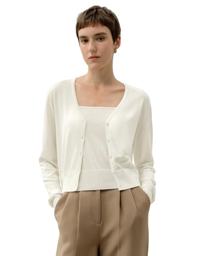 LilySilk Women Silk Cotton Blend Cardigan Camisole Set Ladies 2pcs