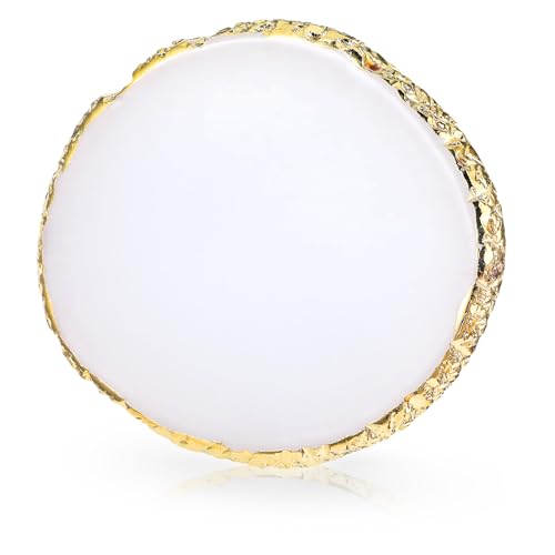 Harz Nail Art Palette,Maniküre Gemalt Palette,Goldener Rand NagellackPalette,Nail Art Make Up Paletten Display Fach Nagel DIY Zubehör(Weiß)