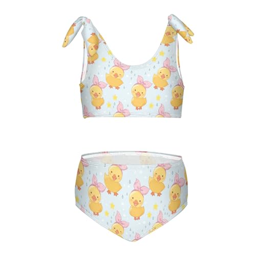 Wusikd Cute Little Duck Girls Swimsuits Two Piece Pink Headband Swimwear Bikini Set for for Girls Size 3T