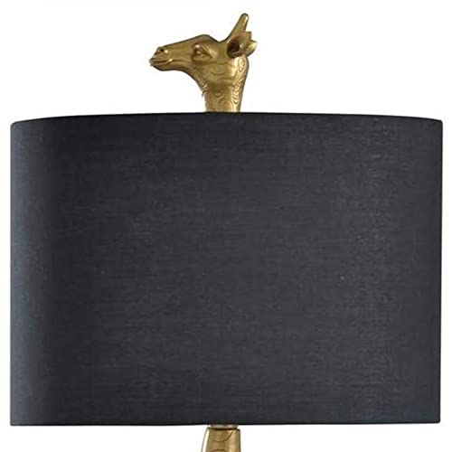 Collective Design L25295Ds Signature 27In 60W Portable Polyresin Giraffe Desk Table Lamp Light W/Navy Blue Hardback Shade For Bed Or Living Room, Gold #TOP1