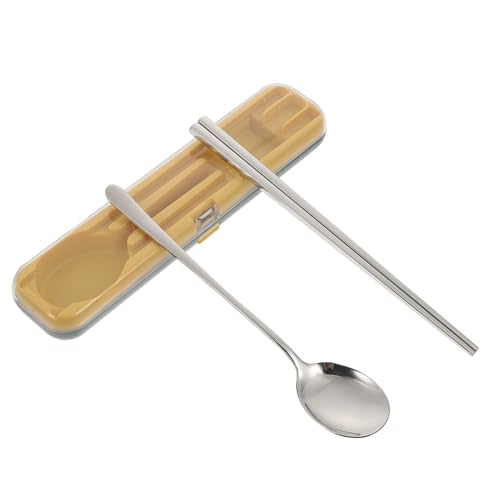 Toyvian Portable Stainless Steel Cutlery for Camping Chopsticks and Soup Spoon for Outdoor Picnic Tableware