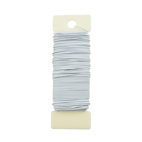 HAHIYO 22Gauge White 1Roll Total 38Yards(115Feet) Metal Floral Wire Flexible Paddle Wire Florist Wire Garden Wire for Crafts Christmas Wreaths Tree Flower Arrangement Bouquet Wrapping Wedding DIY
