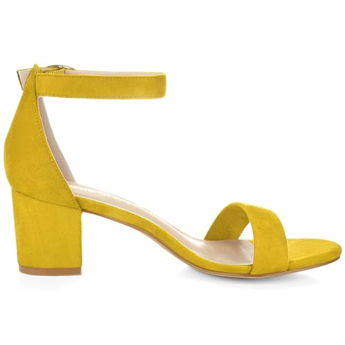 Allegra K Women's Open Toe Block Heel Ankle Yellow Strap Sandals 7 M US angle 8