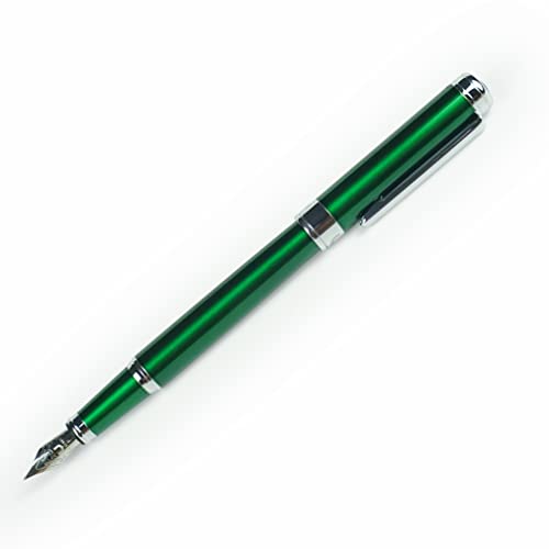 U-Right Green Fountain Pen Fine Nib With Converter, Fancy Classic Design Smooth Writing Pen For Gift, Metal Box Packed #TOP3