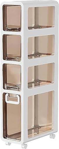 Gabinete de almacenamiento apilable de 4 niveles con ruedas, gran capacidad, pequeño nizer para baño, soporte impermeable para papel higiénico
