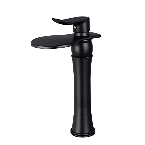 Robinet cascade pour lavabo de salle de bains mitigeur eau chaude et froide monotrou en cuivre