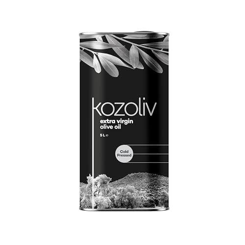 Kozoliv Cold Pressed Extra Virgin Olive Oil 5 L | Premium Natural Olive | Turkiye Ayvalik | Estate Grown | Low Acidity & Antioxidant-Rich | Salad and Dressing | Zeytinyagi | زيت زيتون بكر ممتاز