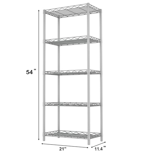 HOMEFORT 5-Tier Wire Shelving 5 Shelves Unit Metal Storage Rack Durable Organizer Perfect for Pantry Closet Kitchen Laundry Organization (21”Wx11.4”Dx54”H,Sliver) by HOMEFORT - Image 3