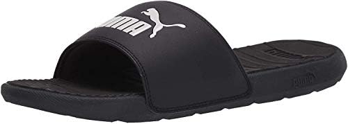 PUMA Cool Cat Slide Sandal, Black White, 11 M US