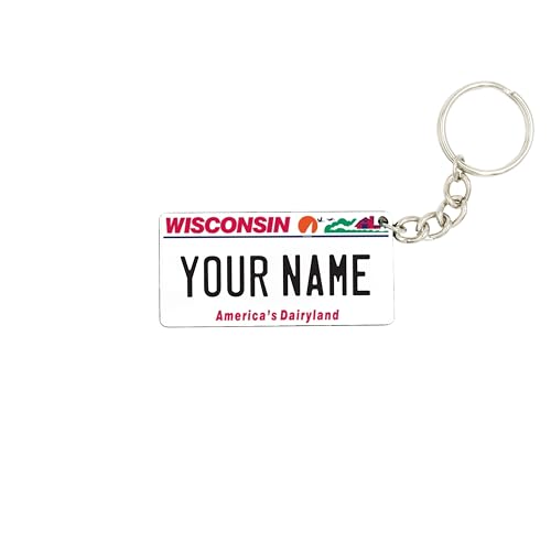 Generic License Plate Keychain - Personalized (WISCONSIN)