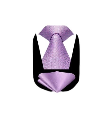 Image of HISDERN Mens Ties Plaid Tie and Pocket Square Set Classic Woven Formal Checkered Neckties & Handkerchief Wedding Party