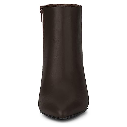Allegra K Women's Pointed Toe Zipper Stiletto Heel Coffee Ankle Boots 7 M US2