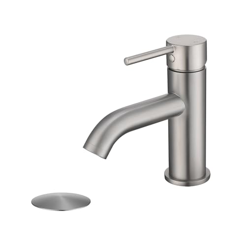 JAKARDA Single Handle Bathroom Faucet with Metal Drain Assembly and Escutcheon, Brushed Nickel