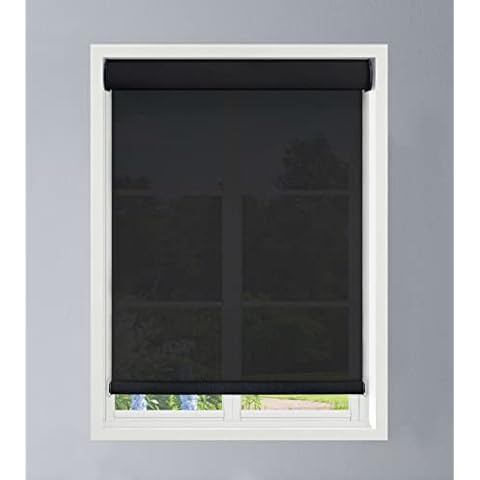 Linen Avenue Custom Cordless Cassette 5% Solar Roller Shade, 28 1/2 W x 78 H Black (Arrives 1/4" Narrower) Cover