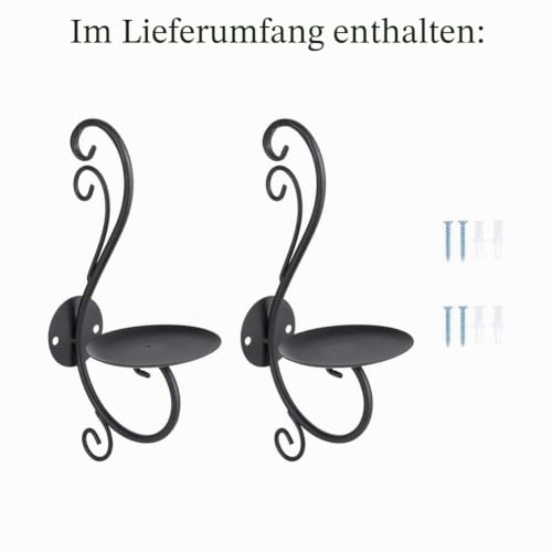 Sziqiqi 2 Stück Kerzenhalter Wand Schwarz Metall Teelichthalter Kreative Deko, Kerzenständer, Schwarz
