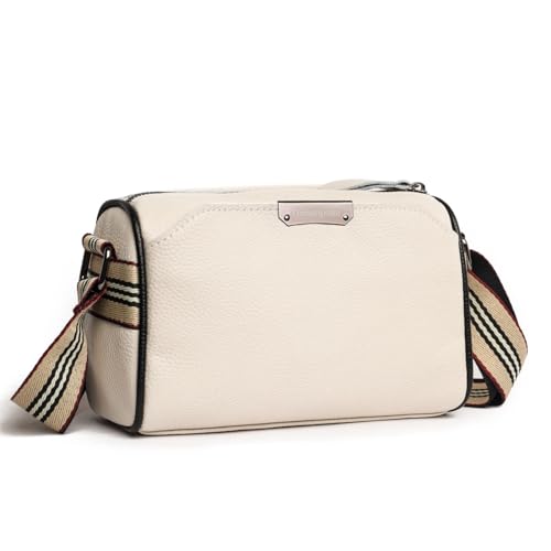 Timutopone Leather Crossbody Bag for Women Beige White