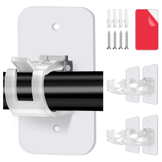 4PCS Transparent Curtain Rod Bracket No Drilling, Adhesive Curtain Rod Holder Hooks, 3M Curtain Rod Brackets Hanger with Screws, Drapery Wall Mount Brackets for 1-3 cm Curtain Rod Blinds