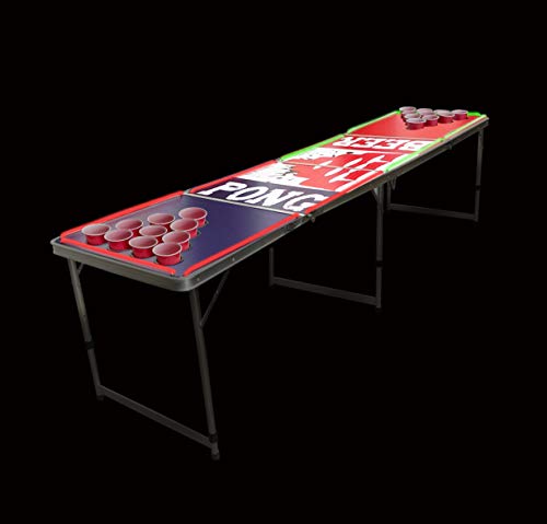 Novalife 8 Foot Portable Beer Pong Tailgate Table with LED Lights & Cup Holes