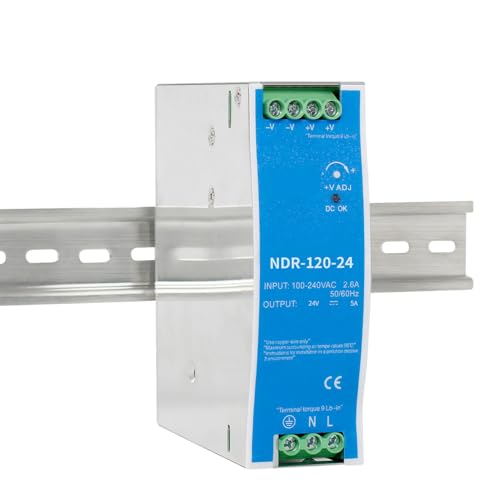 Image of 24VDC DIN Rail Power Supply NDR120-24 120W 24v 5a Power Supply Output 24VDC 5A with Dual Output 120vac to 24vdc Power Supply