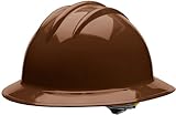 Bullard 3-Rib C33 Full Brim Safety Hard Hat with 6-Point Ratchet Suspension and Cotton Brow Pad, Chocolate Brown