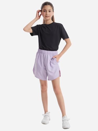 Girls Athletic Shorts with Pockets Running Shorts for Girl,Soccer Short for Kids Teens Basketball Workout4