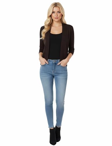 Image of Allsense Women's 3 /4 Sleeve Cropped Shrug Cardigan | Classic Bolero, Open-Front, Lightweight Soft Fine Knit Cover Up