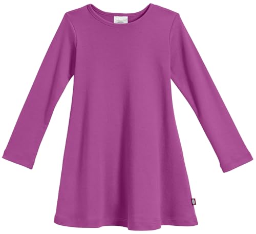 Image of City Threads Girls' 100% Cotton Long Sleeve Dress - Active Kids School, Playing, Parties - Made in USA