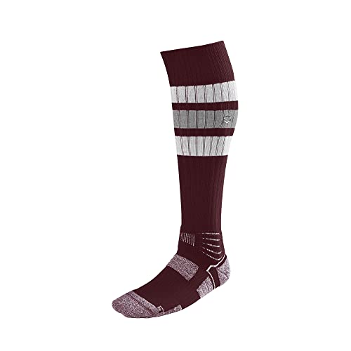EvoShield Men S Striped Game Socks, Maroon, Medium US