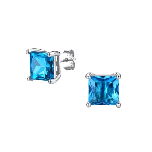 FindChic Birthstone Stud Earrings for Women, Round/Heart/Princess Cut Stud Earrings 8MM/2 Carat Hypoallergenic Studs with 925 Sterling Silver Posts, 12 Months Birthday Jewelry Gift 12.Decemb