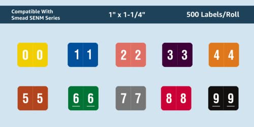 Doctor Stuff - File Folder Labels, Complete Set Of Numbers 0-9, Compatible With Smead Dccrn - Senm Series Chart Stickers, 1" X 1-1/4", 1 Each Of 10 Rolls, 500/Roll #TOP2