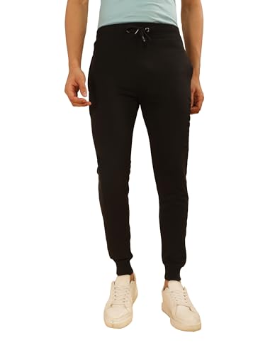 Image of Force NXT Men's Super Combed Cotton Rich French Terry Fabric Solid Joggers | Active Joggers for Men | Comfortable Waistband with Zipper Pocket for Daily Workout