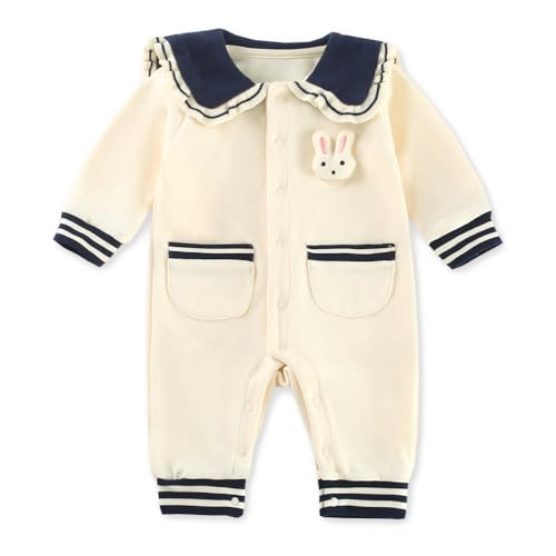 Baby nest ベビー服 女の子 カバーオール ロンパース 長袖 赤ちゃん服 前開き 子供服 新生児服 かわいい ベージュ ネイビー 73 6-9ヶ月