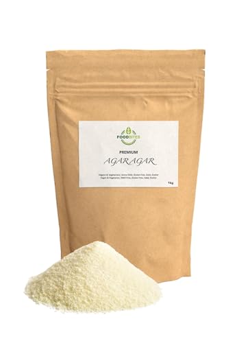 Agar Agar 1 Kg in Polvere per Cucinare - Ebook Omaggio con 12 Ricette - Addensante Alimentare per Dolci, Cucina Molecolare & Mixology - Agar Agar Gelificante 100% di Purezza