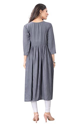 Image of Women's Rayon Embroidered Flared Kurtis