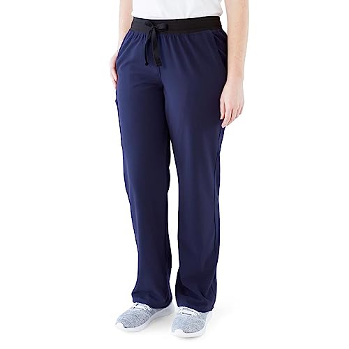 Image of AVE. Women's Varick Six Pocket Midrise Straight Leg Scrub Pant in Navy, XL Petite