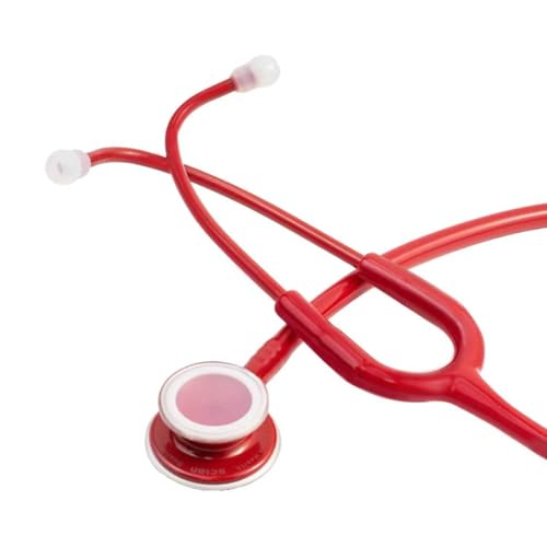 Image of SCIAN Dual Head Stethoscope with Ear Tips for Doctors, Nurses, Medical Nursing Students, Clinical Student Use, Classic Stainless Steel Stethoscope Kit, Red