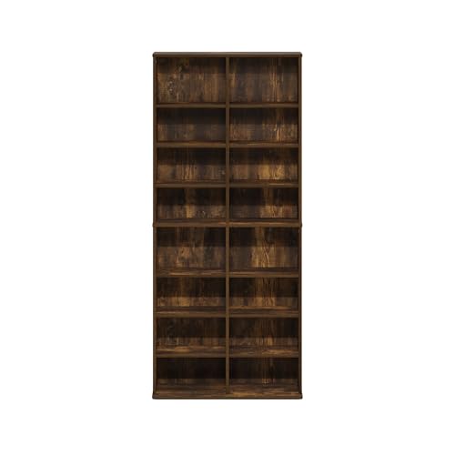 Image of Furinno Jaya DVD Shelf, 16-Shelf Wide CD Rack, Media Shelf with Adjustable Shelves, 8 x 2 DVD Storage Cabinets for CD Bluray Game Disc, Easy Assembly, for Living Room, Home Office, Amber Pine