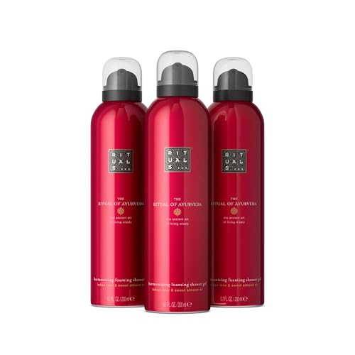 RITUALS The Ritual of Ayurveda Vorteilspack mit 3 x Duschschaum Duschgel mit indischer Rose und Süßmandelöl Ausgleichender Duft Value Pack 3 x 200 ml