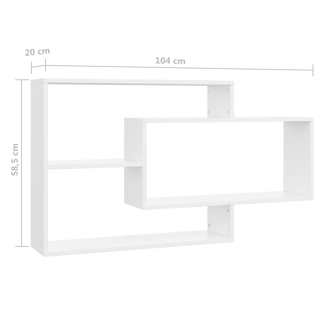 INLIFE Estantería de Pared Blanca para Almacenaje, Mueble 104 x 20 x 58,5 cm de Material de Madera