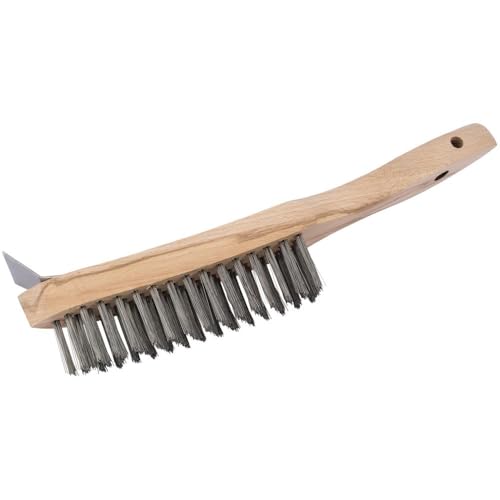 Draper 36176 Heavy Duty 4 Row Wire Scratch Brush with Scraper, 310mm,Blue