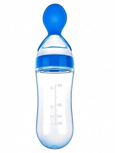 Colher Dosadora para Bebê com Reservatório Graduado – Alimentador Infantil para Papinha e Alimentos Pastosos – Azul